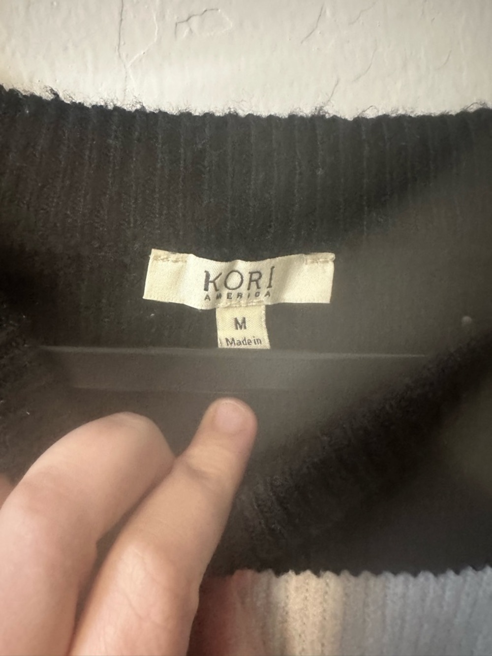 Kori Black, White & Tan Striped Crewneck Sweater - Picture 2 of 2